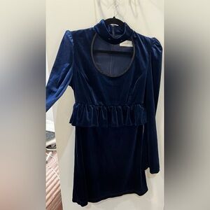 Blue velvet party dress